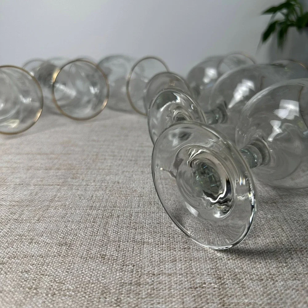 Vintage Libbey Winter Wonderland Goblets Set of 6 Arby's 1980s Gold Rim